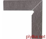 Плитка Клинкер TAURUS GRYS цоколь двухэлементный лестничный правый структурный 30x8,1x1,1 серый 300x81x0 матовая